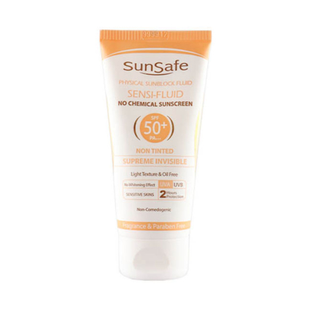 فلوئید ضد آفتاب فیزیکال بی رنگ SPF50 سان سیف مناسب پوست حساس و مستعد قرمزی_67bc76eeabe4d.jpeg