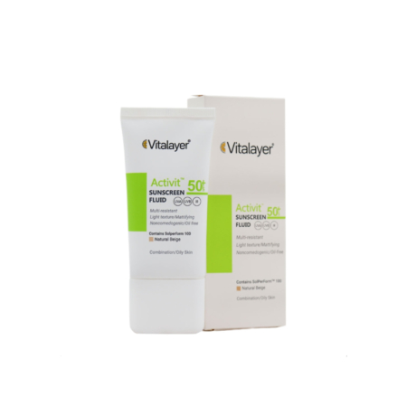 فلوئید ضد آفتاب پوست های چرب اکتی ویت بی رنگ ویتالیر +SPF 50_67bc6ad7625ab.jpeg